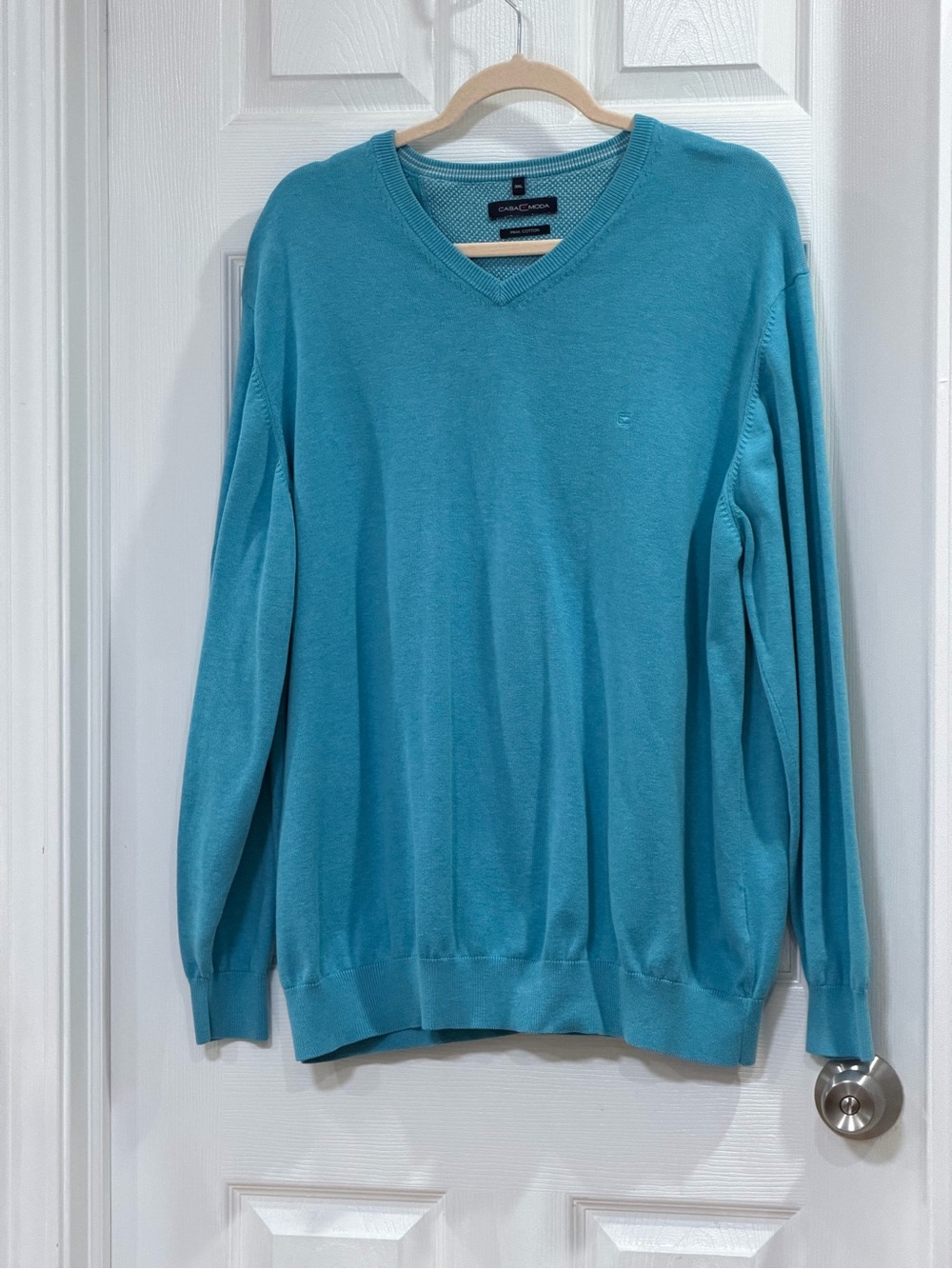Casa Moda  Men's V-Neck Sweater in Turquoise
